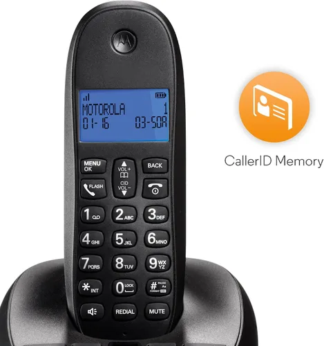 Vista 4 de Motorola DECT 6.0 Teléfono doméstico inalámbrico digital con contestador automático y tres teléfonos C1013LX