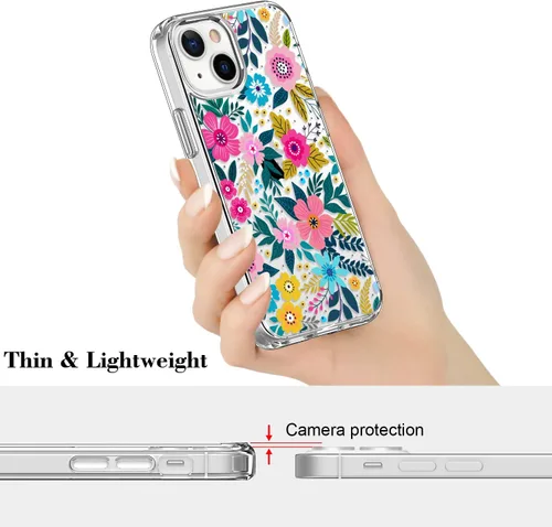 Vista 8 de ICEDIO Funda para iPhone 13 con protector de pantalla, ajuste delgado, transparente, con diseños de moda para niñas y mujeres, funda protectora