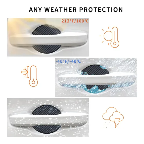 Vista 6 de 4 piezas de protector de recesión de pintura para taza de puerta de automóvil, diseño universal en 3D con textura de fibra de carbono, protector