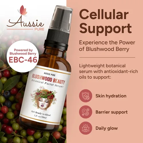 Vista 2 de Blushwood Beauty - Suero facial botánico de Blushwood Berry (EBC-46) + Kakadu Plum Vitamina C, suero facial hidratante antioxidante para brillo