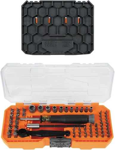 Vista 12 de Klein Tools 32787 Juego de destornilladores de precisión con micro-trinquete de 64 piezas con estuche modular, magnético, precisión, puntas estándar