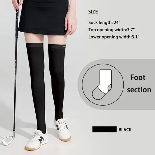 Vista 2 de Calcetines de golf de protección solar de verano UPF 50+, calcetines de seda helada, transpirables, para la escuela, uso diario, cosplay, etc.