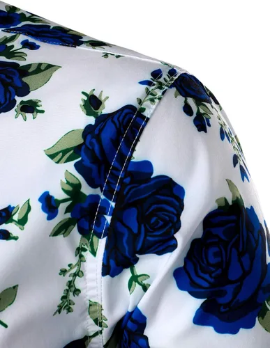 Vista 4 de ZEROYAA Camisas de vestir de manga larga con botones y estampado 3D para hombre, diseño urbano