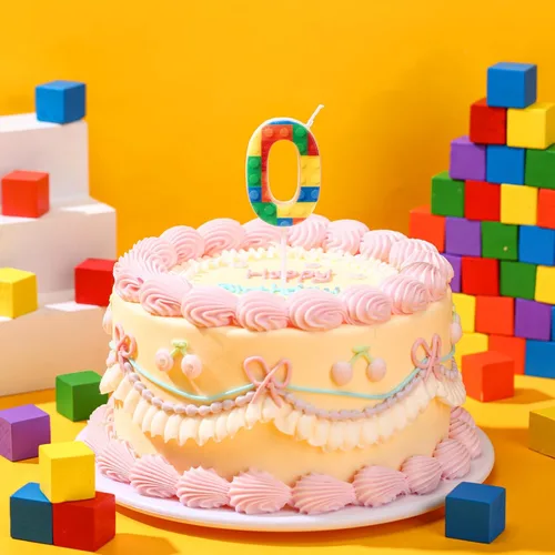 Vista 3 de Rossesay Velas Numéricas de Pastel de Cumpleaños de Bloques de Construcción Números 0-9 Velas de Chispa de Cumpleaños para Decoración de Pastel