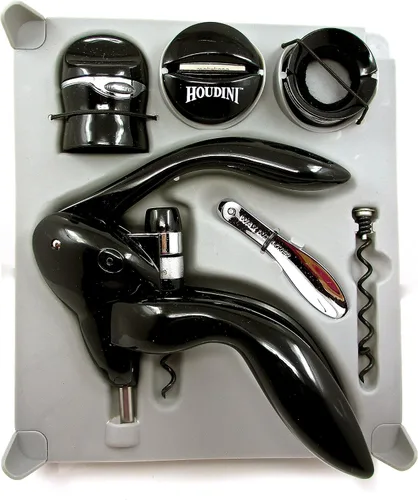 Vista 3 de Metrokane Houdini - Kit de herramientas para vino, 6 piezas, color negro