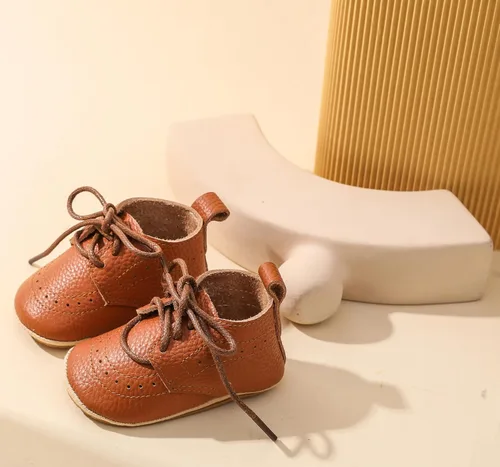 Vista 6 de Mocasines de cuero para bebés, niños y niñas, cómodos zapatos de vestir Oxford, zapatos de boda, zapatos para primeros pasadores, zapatos de cuna