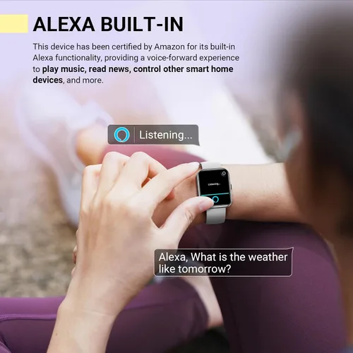 Vista 4 de Quican Potencia tu estilo de vida con Bluetooth Call Fitness Smartwatch para mujeres/hombres, Alexa, reloj inteligente con seguimiento de salud