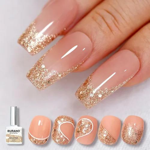 Vista 14 de BURANO Esmalte de uñas con purpurina, efecto holográfico brillante LED UV, gel de secado, sin astillas, esmalte brillante para hacer tus propias