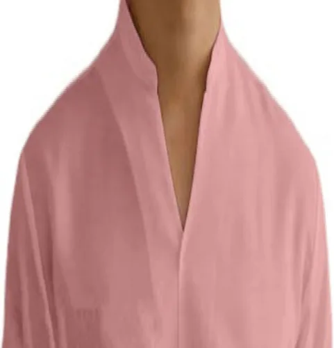 Vista 3 de BAGEVI Camisa de manga larga con cuello alto para hombre, holgada, casual, lavada, ligera, sólida