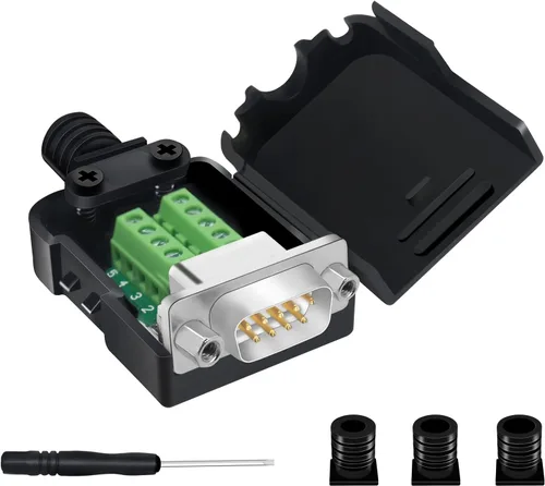 Vista 9 de 10 conectores DB9 macho Breakout, conectores RS232 de 9 pines, placa de módulo adaptador serie D-SUB RS485 sin soldadura con terminales de tornillo