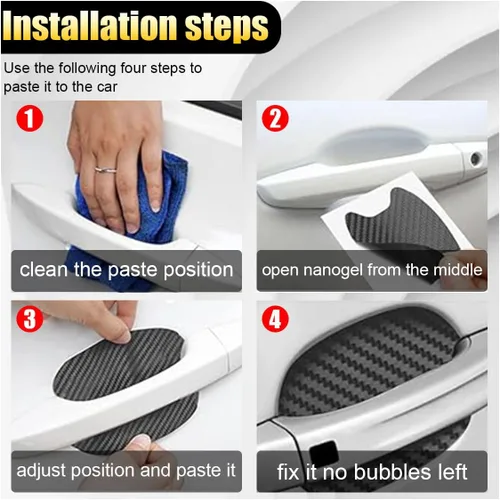 Vista 6 de 8 PCS Calcomanías Antiarañazos para Manijas de Puertas de Automóvil, Autoadhesivas y Sin Marcas, Películas Protectoras contra Arañazos de Pintura