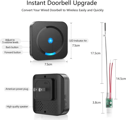 Vista 6 de Extensor de timbre inalámbrico para Google Nest Doorbell (cableado, 2ª generación) Extensor de timbre con receptor conectado al timbre de puerta