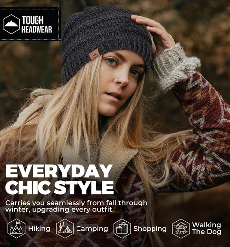 Vista 74 de Gorro de punto para mujer, cálido y suave, elástico, para clima frío de Tough Headwear
