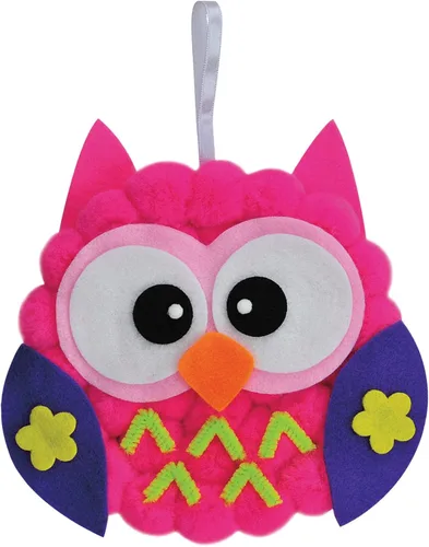 Vista 4 de Creativity Street Pom Pon Kit de Plato de Animal, Búho, 7" x 8" x 1", 1 Kit
