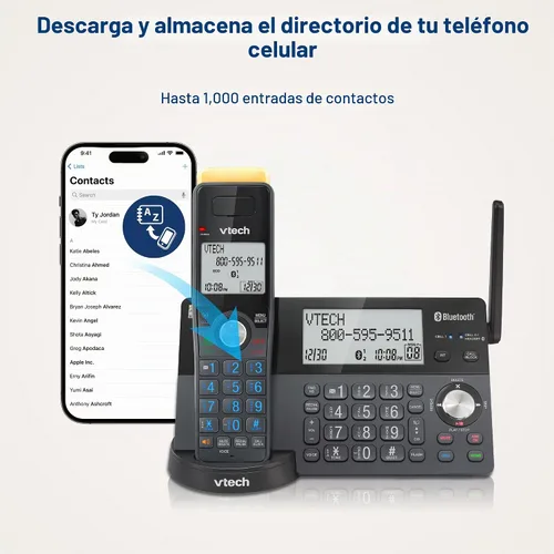 Vista 9 de VTech IS8128-11 - Teléfono inalámbrico DECT 6.0 de alcance superlargo para el hogar con contestador automático, alcance de hasta 2300 pies, bloqueo