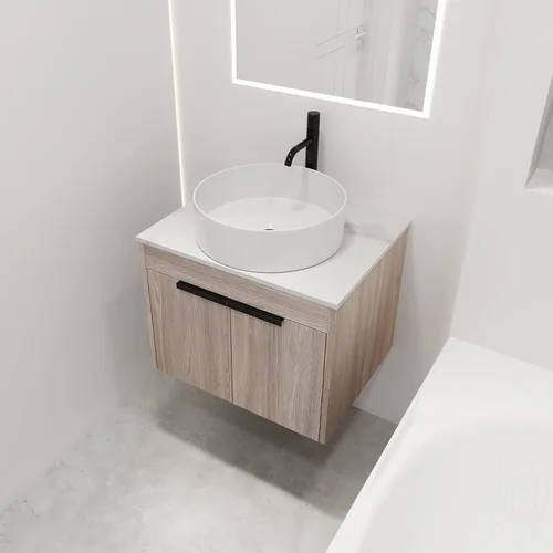 Vista 10 de Conjunto de lavabo de baño flotante de diseño moderno de 24 pulgadas, juego de lavabo de cerámica para armario de baño, tocadores de baño montados