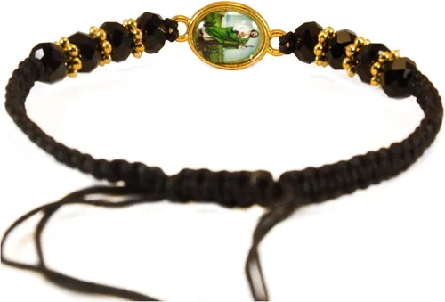 Vista 3 de Pulsera ajustable de San Judas con incrustaciones de oro, pulsera ajustable, protección de prosperidad, buena suerte, pulsera de San Judas Tadeo