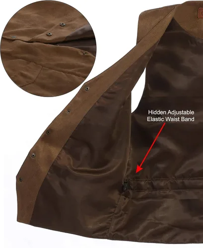 Vista 5 de Gioberti Chaleco de ante sintético de 5 botones para hombre Café