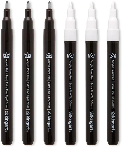 Vista 4 de KINGART PRO - Bolígrafos de pintura extra fina, punta de 0.028 in, 6 marcadores de pintura acrílica, bajo olor y secado rápido para rocas, madera