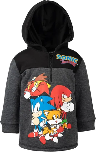 Vista 6 de SEGA Sonic the Hedgehog - Sudadera de forro polar con media cremallera para niños pequeños y grandes Negro