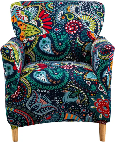 Vista 13 de NILUOH Funda para Sillón de Banquete de 1 Pieza Elástica Fundas para Sillas con Brazos Estampada Suave Funda para Silla de Acento Antideslizante