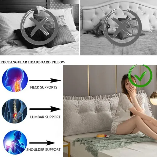 Vista 3 de Cojines de cabecero de color sólido con cuña triangular para lectura, almohada de cuerpo suave de polipropileno relleno de algodón grande con funda