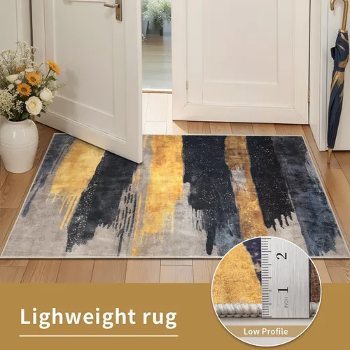 Vista 5 de Ciicool Alfombra moderna abstracta de 2 x 3 pulgadas, lavable, pequeña, antideslizante, de pelo bajo, alfombra de entrada plegable para cocina