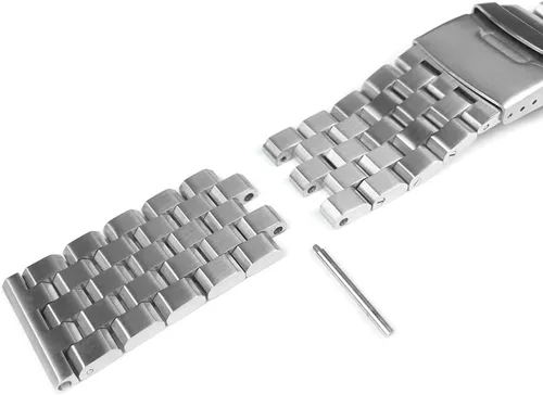 Vista 5 de Silver Engineer - Correa de reloj de acero inoxidable de 0787in con acabado cepillado de tornillo correa de repuesto de metal sólido para hombres