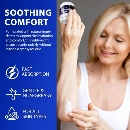 Vista 2 de Crema extra fuerte para alivio de neuropatía, 4.23 onzas, enriquecida con aceites esenciales de romero, eucalipto y lavanda, crema de gel