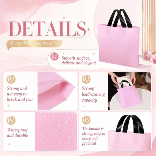 Vista 4 de Geyee - 100 bolsas de regalo de plástico rosa de 8 x 7 pulgadas, bolsas