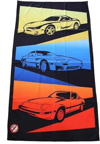 Vista 6 de Rotary13B1 RX-7 Generations - Toalla de playa - Amarillo Azul Rojo
