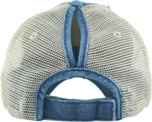 Vista 5 de MIRMARU Gorra de béisbol para mujer, de algodón lavado, con malla en la espalda, moño alto desordenado