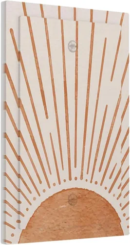 Vista 2 de Placa de pared eléctrica de 1 gang sin dispositivo en blanco, bohemio naranja vintage años 70 60s beige amanecer puesta de sol mediados de siglo