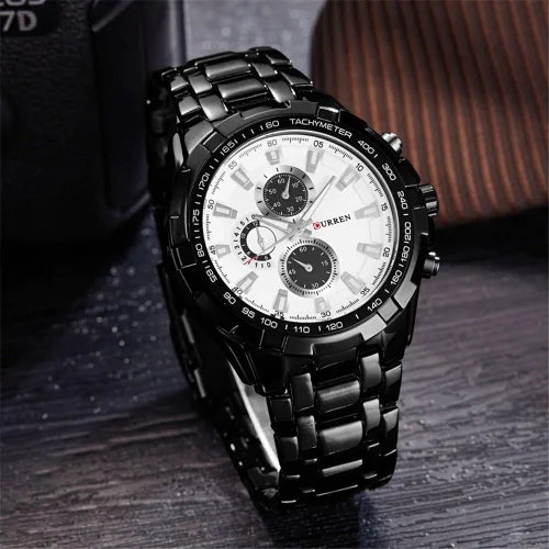 Vista 2 de CURREN - Reloj de pulsera unisex estilo deportivo, color negro y blanco