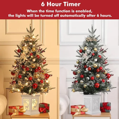 Vista 3 de GarveeHome Juego de 2 árboles de Navidad preiluminados de 3 pies, árboles de Navidad artificiales con 78 luces LED, árbol de Navidad preiluminado