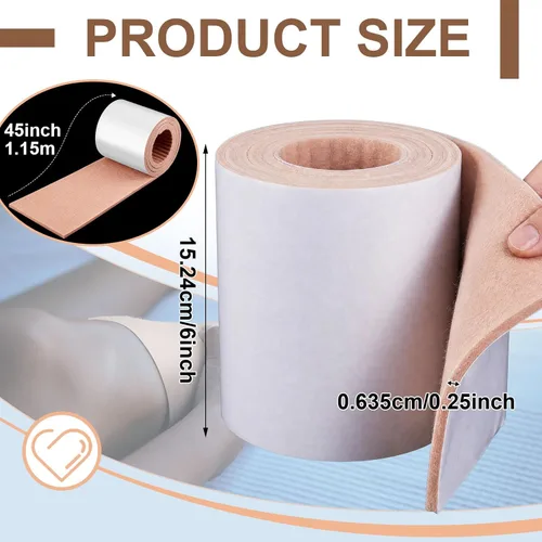 Vista 2 de Jecery Rollo de fieltro adhesivo de 1/4 x 6 x 1.25 yardas, cojín acolchado autoadhesivo para pies, acolchado cómodo para aliviar la presión, soporte