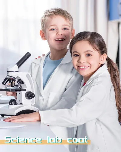 Vista 6 de Taiyin 6 piezas de disfraz de médico para niños, abrigo de laboratorio, uniforme unisex para niños y niñas, enfermeras, graduación, ciencias