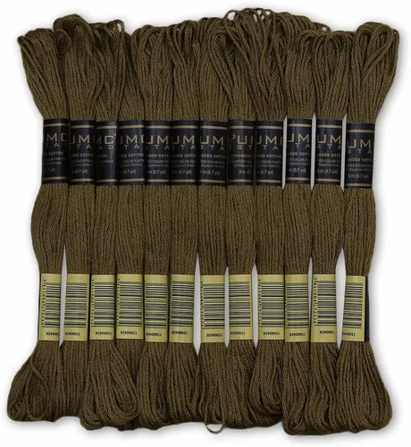 Vista 18 de Paquete de 12 hilo de bordar negro premium Madejas premium de algodón egipcio 100% Hilo de bordado de punto de cruz Algodón trenzado Black-12