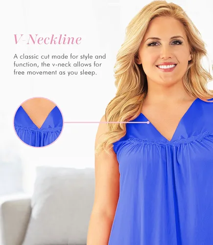 Vista 2 de Exquisite Form 30807 Women's Plus Size Nylon Tricot Sleeveless Short Knee Length Nightgown