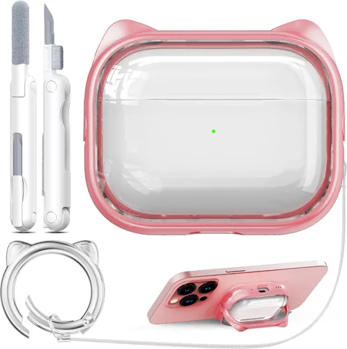 Vista 46 de RFUNGUANGO AirPods Pro Funda Transparente TPU Suave Transparente Blanco