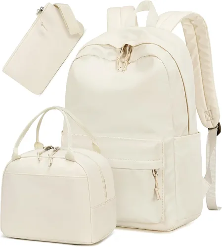 Vista 7 de BLUBOON Mochila escolar de lona, mochila escolar para adolescentes y niñas, escuela secundaria (Water Bule 3 en 1)