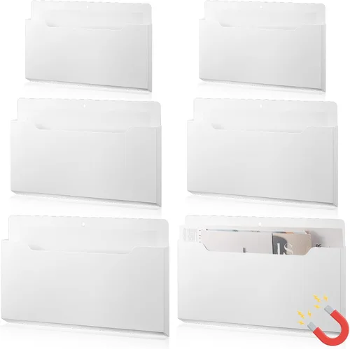 Vista 29 de Fuutreo Organizador magnético de archivos de pared, 6 unidades, soporte magnético para archivos de pared, frigorífico, revistas, papel para cartas