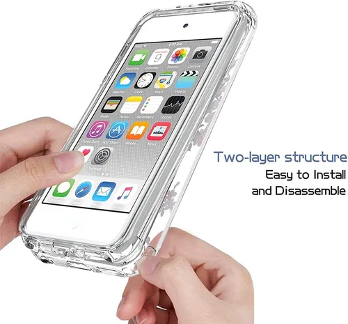 Vista 4 de Funda para iPod Touch 6/iPod Touch 5/iPod Touch 7 para niñas, bonita funda floral de TPU transparente a prueba de golpes para iPod Touch 5th/6th/7th