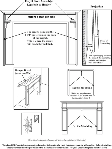 Vista 4 de Pearl Mantels, Inc. 120-48 Windsor - Mantel envolvente para chimenea, 48 pulgadas, sin terminar