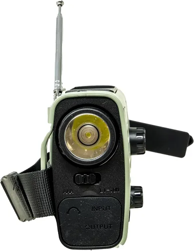 Vista 4 de Kaito KA380 Radio de emergencia y altavoz Bluetooth portátil - Radio meteorológica AM/FM NOAA recargable con panel solar y manivela verde militar