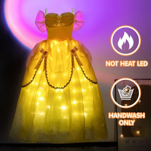 Vista 4 de UPORPOR Light Up Costume Kid Princess Dress Girl Fairy Fancy Outfit Birthday Christmas Halloween Cosplay Carnival, 2-14 Years