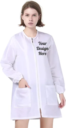 Vista 10 de TOPTIE Personalizado Bordado Satén Manga Larga Salón Smock Unisex Peluquero Peluquero Capa Chaqueta Mascota Aseo Ropa de Trabajo