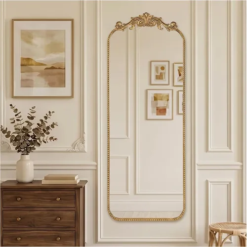 Vista 7 de Espejo de pared dorado vintage de 40 x 30 pulgadas Barroco con cuentas