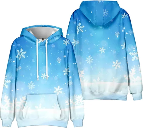 Vista 2 de Mens Christmas Hoodie Big And Tall Cotton Lightweight Graphic Ugly Christmas Sweatshirt Funny Heated Pullover