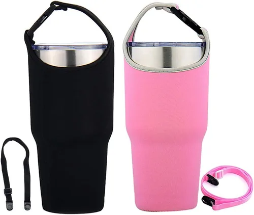 Vista 9 de Paquete de 2 soportes para vasos, funda de neopreno con correa, bolsa de 30 onzas para YETI, Rtic, Atlin, Ozark Trail, Rambler
